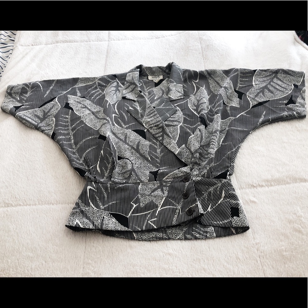 Vintage black and white floral shirt